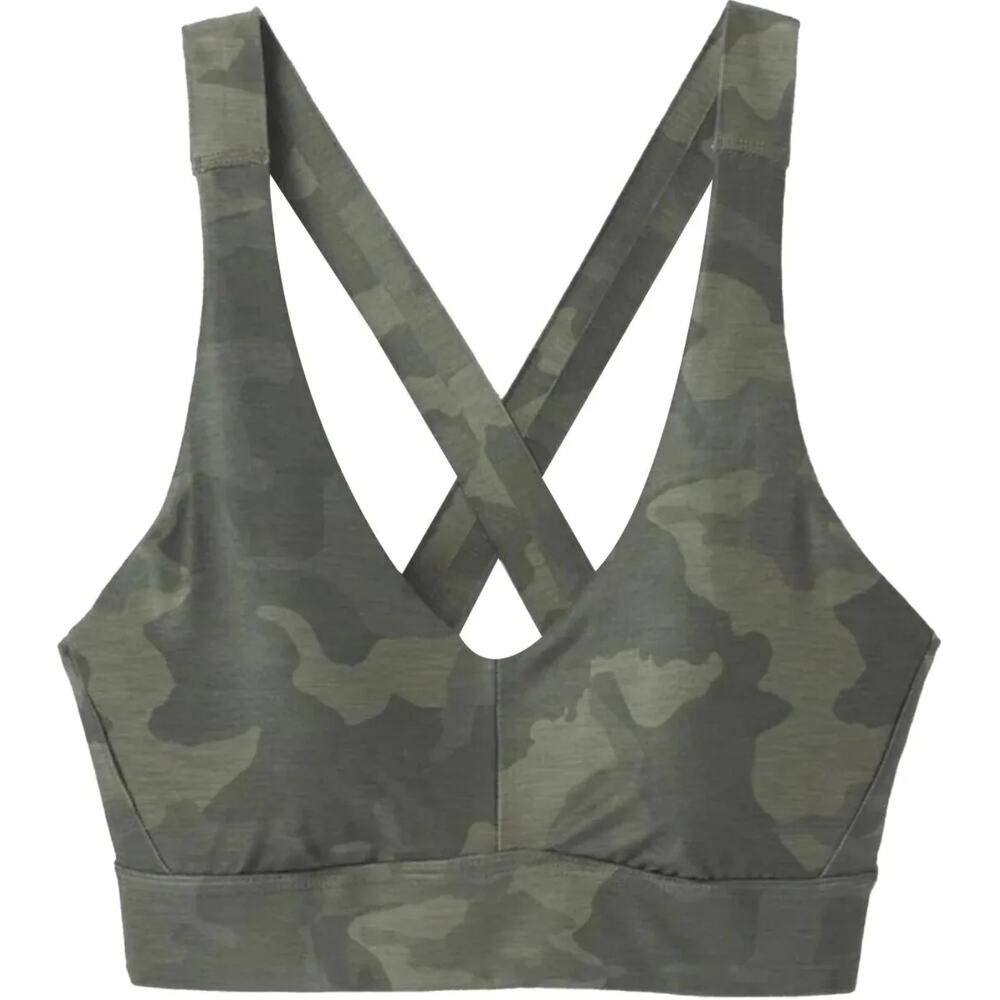 NEW prAna Layna Sports Bra Women's Size Small‎ Green Gray Sage Camo Athletic